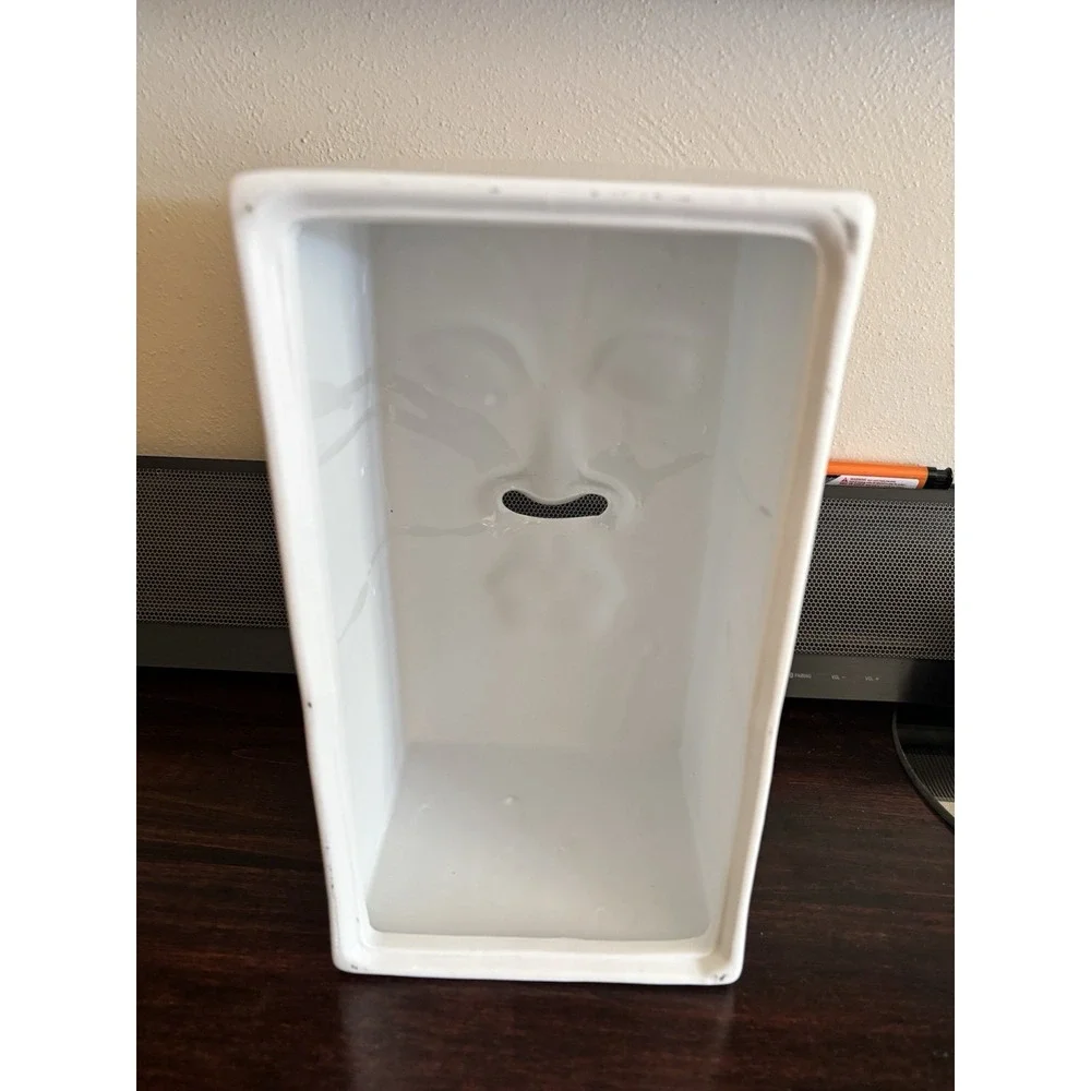 VTG 3D Female Girl Lady Face White Ceramic Porcelain Tissue Box Cover Holder